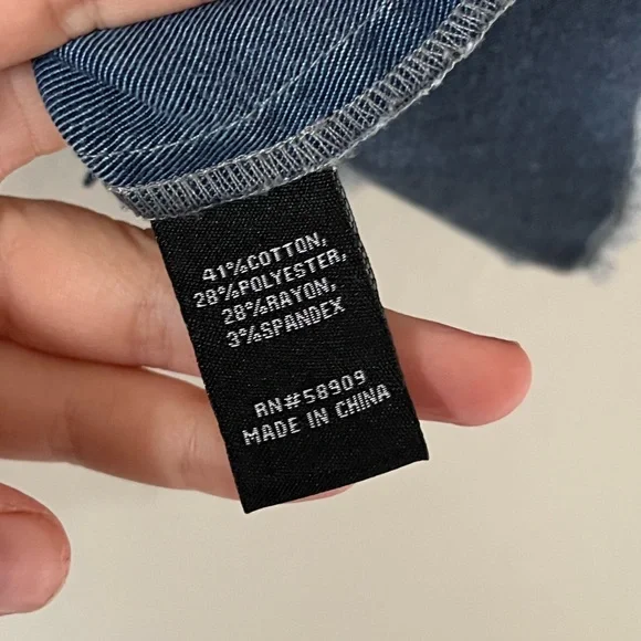 Chelsea & Violet Stretchy Denim Raw Hem Boho Top - Picture 5 of 5